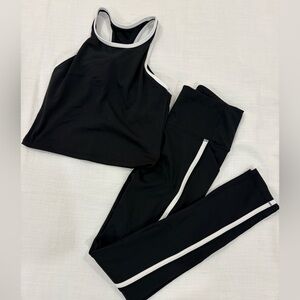 DSG Black High-Waist Leggings and sports bra with White Stripe